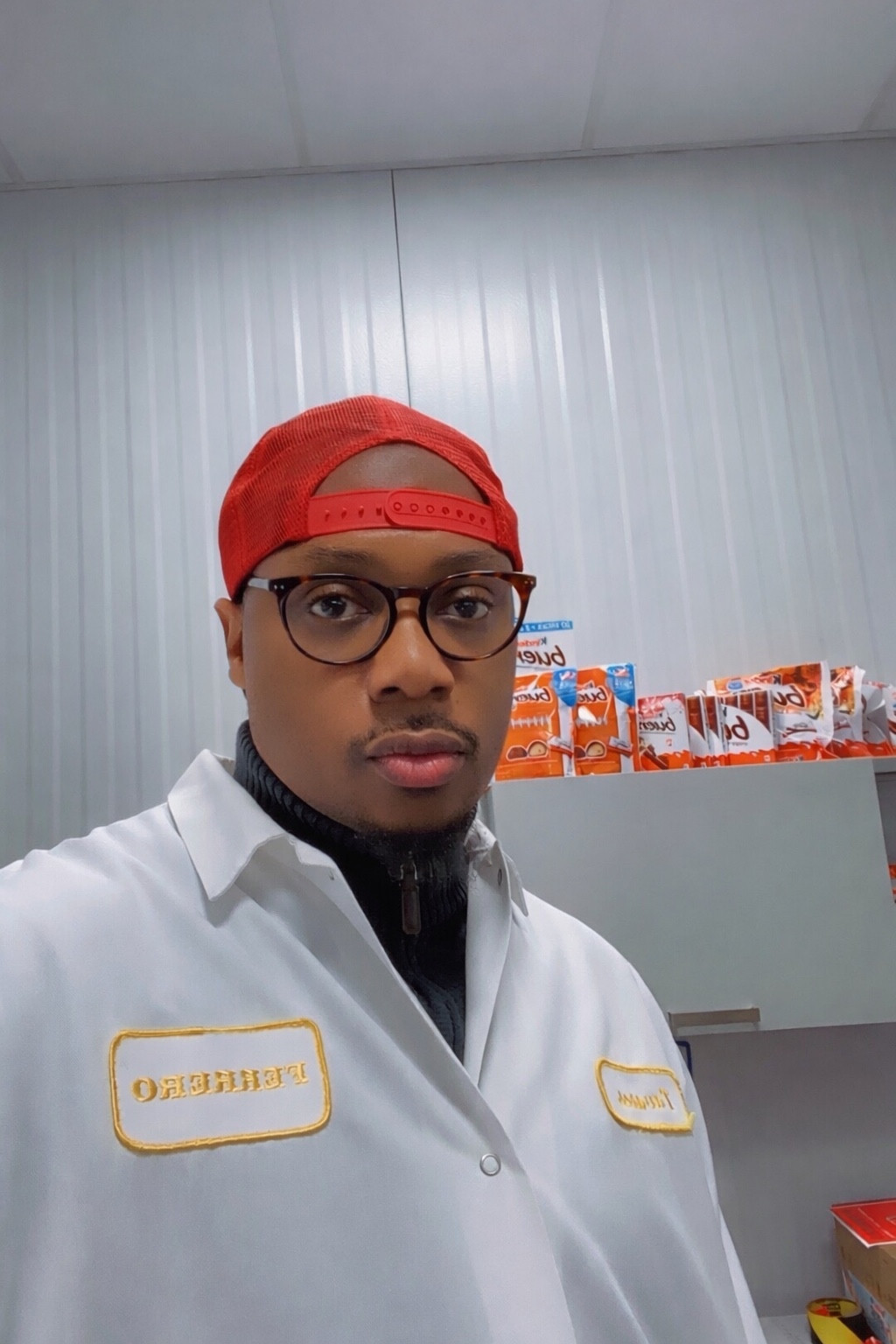 Tavares Rascoe in a white work coat