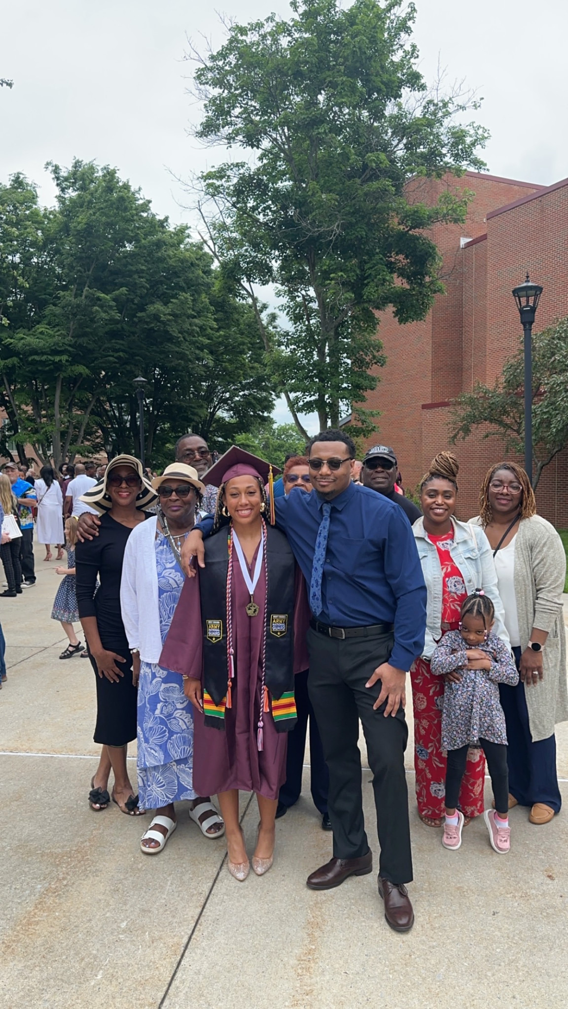 Family gathered together at a graduation celebration